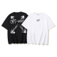 Off White Fashion Brush Arrow Printed Short Sleeve Unisex Casual Loose T-shirt