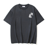 Off White Retro Washed Screw Arrow Printed Short Sleeve Unisex Casual Loose T-shirt