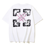 Off White Fashion Graffiti Arrow Printed Short Sleeve Unisex Casual Loose T-shirt