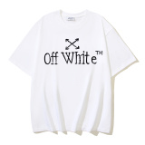 Off White Fashion Graffiti Arrow Printed Short Sleeve Unisex Casual Loose T-shirt