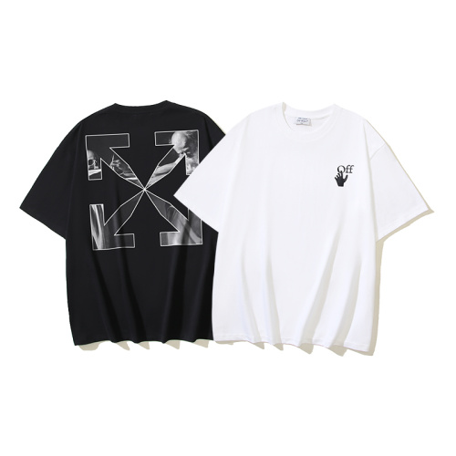 Off White Classic Religious Oil Painting Arrow Printed Short Sleeve Unisex Casual Loose T-shirt