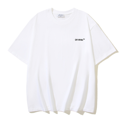 Off White Classic Wave Stripe Printed Short Sleeve Unisex Casual Loose T-shirt