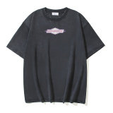 Off White Retro Logo Printed Short Sleeve Unisex Casual Washed T-shirt