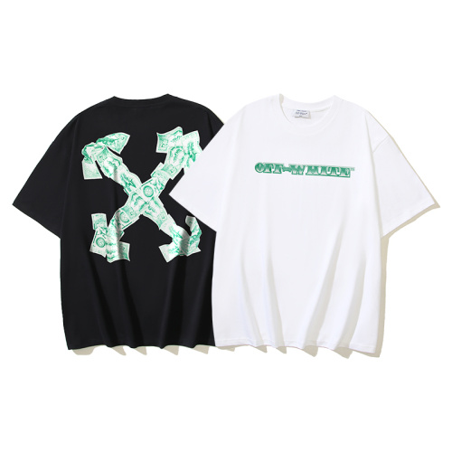 Off White New Fashion Cash Arrow Printed Short Sleeve Unisex Casual T-shirt