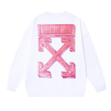 Off White Fashion 3D Graffiti Arrow Printed Round Neck Hoodie Unisex Casual Loose Sweatshirt
