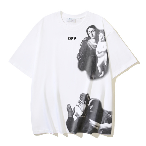Off White New Classic Religious Oil Painting Printed T-shirt Unisex Casual Short Sleeve