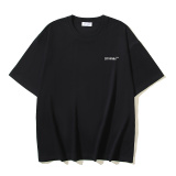 Off White Classic Wave Stripe Printed Short Sleeve Unisex Casual Loose T-shirt