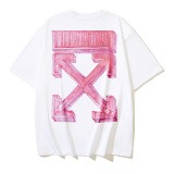 Off White Fashion 3D Graffiti Arrow Printed Short Sleeve Unisex Casual Loose T-shirt