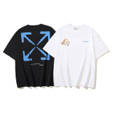 Off White Fashion Tiger Arrow Printed Short Sleeve Unisex Casual Loose T-shirt