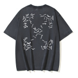 Off White Retro Washed Screw Arrow Printed Short Sleeve Unisex Casual Loose T-shirt