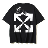 Off White New Fashion Bulldozer OFF Arrow Printed Short Sleeve Unisex Casual T-shirt