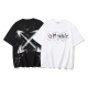 Off White Fashion Brush Arrow Splash Ink Printed Short Sleeve Unisex Casual Loose T-shirt