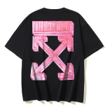 Off White Fashion 3D Graffiti Arrow Printed Short Sleeve Unisex Casual Loose T-shirt