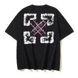 Off White Fashion Graffiti Arrow Printed Short Sleeve Unisex Casual Loose T-shirt