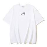 Off White Fashion Brush Arrow Printed Short Sleeve Unisex Casual Loose T-shirt
