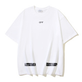 Off White Fashion Dissolved Zebra Stripe Printed Short Sleeve Unisex Casual Loose T-shirt