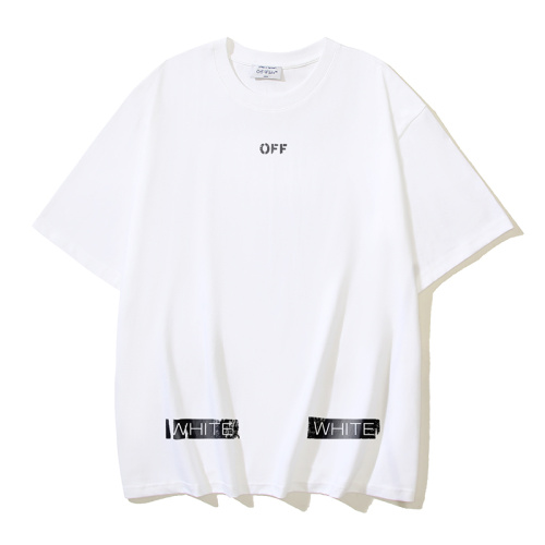 Off White Fashion Dissolved Zebra Stripe Printed Short Sleeve Unisex Casual Loose T-shirt
