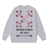 Off White Fashion Pentagram Arrow Printed Round Neck Sweatshirt Unisex Casual Loose Sweatshirt