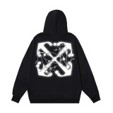 Off White Fashion Glowing Flower Arrow Printed Hoodie Unisex Casual Loose Sweatshirt