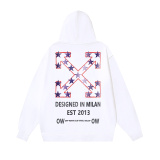Off White Fashion Pentagram Arrow Printed Hoodie Unisex Casual Loose Sweatshirt