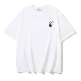 Off White Classic Religious Oil Painting Arrow Printed Short Sleeve Unisex Casual Loose T-shirt