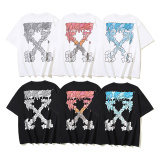 Off White Fashion Dissolved Arrow Printed Short Sleeve Unisex Casual Loose T-shirt