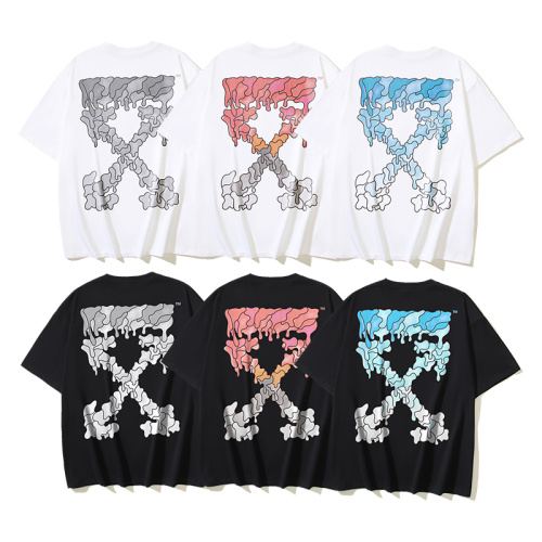 Off White Fashion Dissolved Arrow Printed Short Sleeve Unisex Casual Loose T-shirt