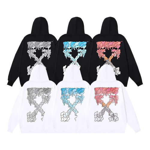 Off White Fashion Dissolved Arrow Printed Hoodie Unisex Casual Loose Sweatshirt