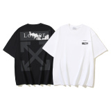 Off White Classic White Cloud Arrow Printed Short Sleeve Unisex Casual Loose T-shirt