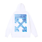 Off White Fashion 3D Graffiti Arrow Printed Hoodie Unisex Casual Loose Sweatshirt
