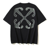 Off White New Fashion Croco Arrow Printed T-shirt Unisex Casual Short Sleeve