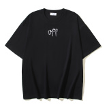 Off White Fashion Brush Arrow Printed Short Sleeve Unisex Casual Loose T-shirt