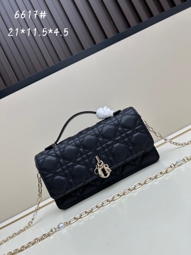 Dior New Elegant Letter Diamond Grid Pearl Chain Crossbody Bag Handbag Size: 21x11.5x4.5 CM