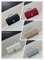 Dior New Elegant Letter Diamond Grid Pearl Chain Crossbody Bag Handbag Size: 21x11.5x4.5 CM Dior New Elegant Letter Diamond Grid Pearl Chain Crossbody Bag Handbag Size: 21x11.5x4.5 CM