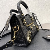Balenciaga New Fashion Crocodile Pattern Leather Motorcycle Bag Crossbody Bag Size: 24 x 16 x 9 CM
