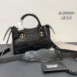 Balenciaga New Fashion Crocodile Pattern Leather Motorcycle Bag Crossbody Bag Size: 24 x 16 x 9 CM