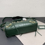 Balenciaga New Fashion Crocodile Pattern Leather Motorcycle Bag Crossbody Bag Size: 30 x 20 x 10 CM