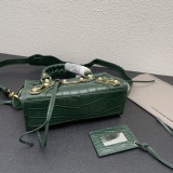 Balenciaga New Fashion Crocodile Pattern Leather Motorcycle Bag Crossbody Bag Size: 24 x 16 x 9 CM