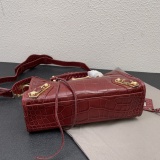 Balenciaga New Fashion Crocodile Pattern Leather Motorcycle Bag Crossbody Bag Size: 30 x 20 x 10 CM