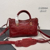 Balenciaga New Fashion Crocodile Pattern Leather Motorcycle Bag Crossbody Bag Size: 30 x 20 x 10 CM