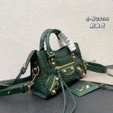 Balenciaga New Fashion Crocodile Pattern Leather Motorcycle Bag Crossbody Bag Size: 24 x 16 x 9 CM