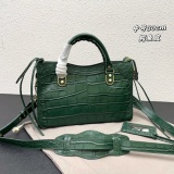Balenciaga New Fashion Crocodile Pattern Leather Motorcycle Bag Crossbody Bag Size: 30 x 20 x 10 CM