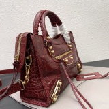 Balenciaga New Fashion Crocodile Pattern Leather Motorcycle Bag Crossbody Bag Size: 30 x 20 x 10 CM