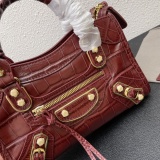 Balenciaga New Fashion Crocodile Pattern Leather Motorcycle Bag Crossbody Bag Size: 24 x 16 x 9 CM