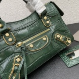 Balenciaga New Fashion Crocodile Pattern Leather Motorcycle Bag Crossbody Bag Size: 24 x 16 x 9 CM