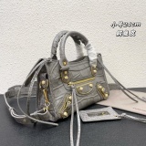 Balenciaga New Fashion Crocodile Pattern Leather Motorcycle Bag Crossbody Bag Size: 24 x 16 x 9 CM