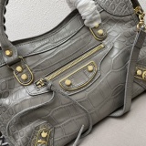 Balenciaga New Fashion Crocodile Pattern Leather Motorcycle Bag Crossbody Bag Size: 30 x 20 x 10 CM
