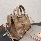 Balenciaga New Fashion Crocodile Pattern Leather Motorcycle Bag Crossbody Bag Size: 30 x 20 x 10 CM