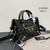 Balenciaga New Fashion Crocodile Pattern Leather Motorcycle Bag Crossbody Bag Size: 30 x 20 x 10 CM