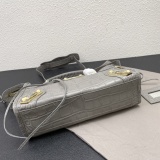 Balenciaga New Fashion Crocodile Pattern Leather Motorcycle Bag Crossbody Bag Size: 30 x 20 x 10 CM